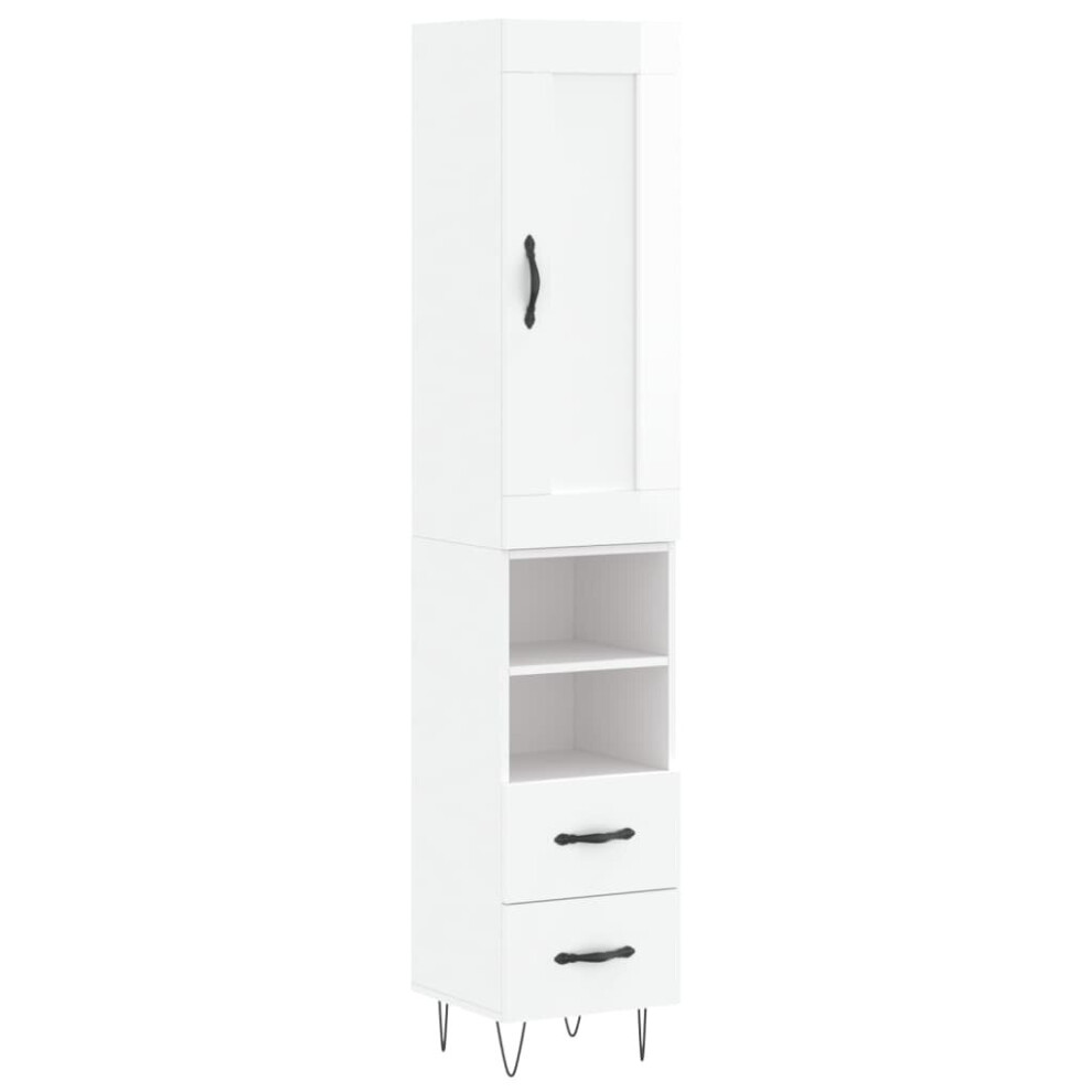 (high gloss white, 2 drawers 2 shelves) vidaXL Highboard Sideboard Tall Storage Cabinet Side Cabinet Engineered Wood