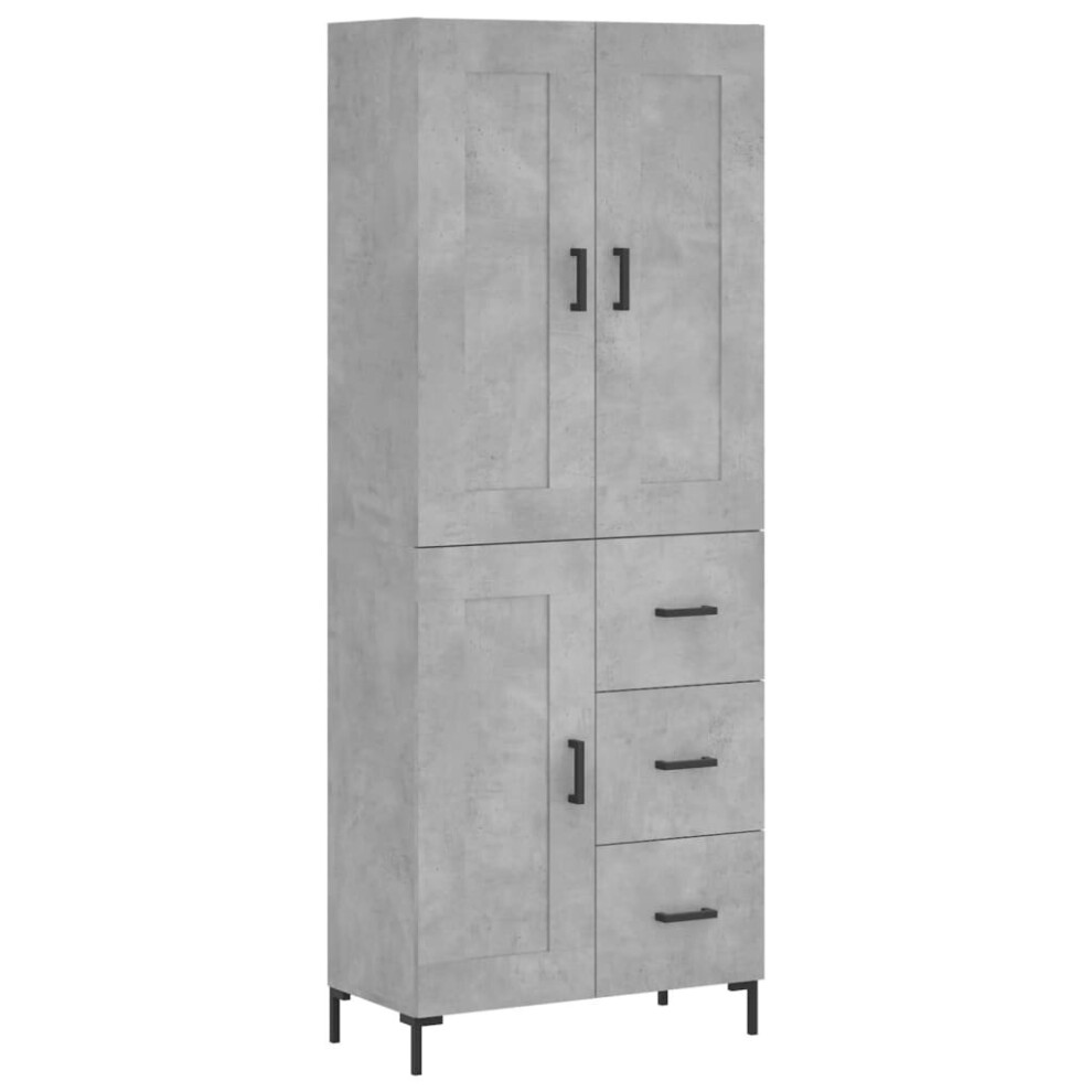 Vidaxl Highboard Sideboard Cupboard Side Cabinet Concrete Grey Engineered Wood