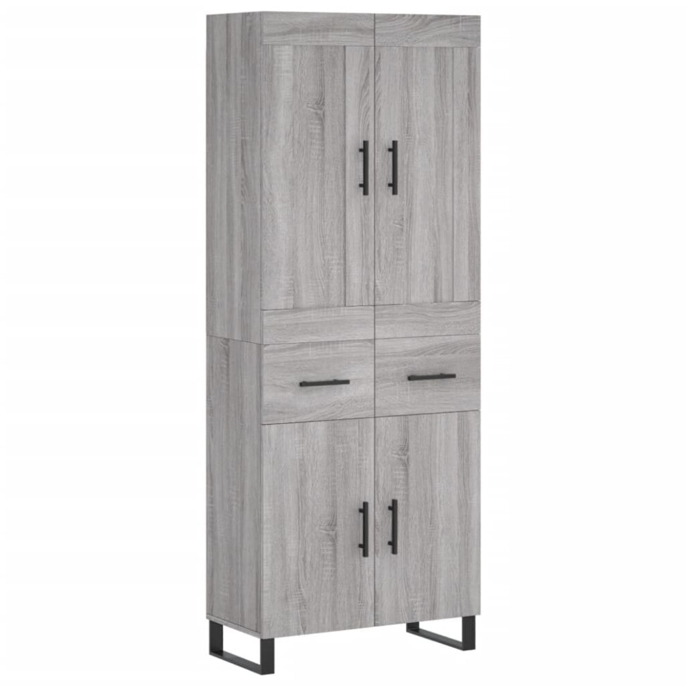 (grey sonoma, 2 doors 2 drawers) vidaXL Highboard Sideboard Tall Storage Cabinet Side Cabinet Engineered Wood