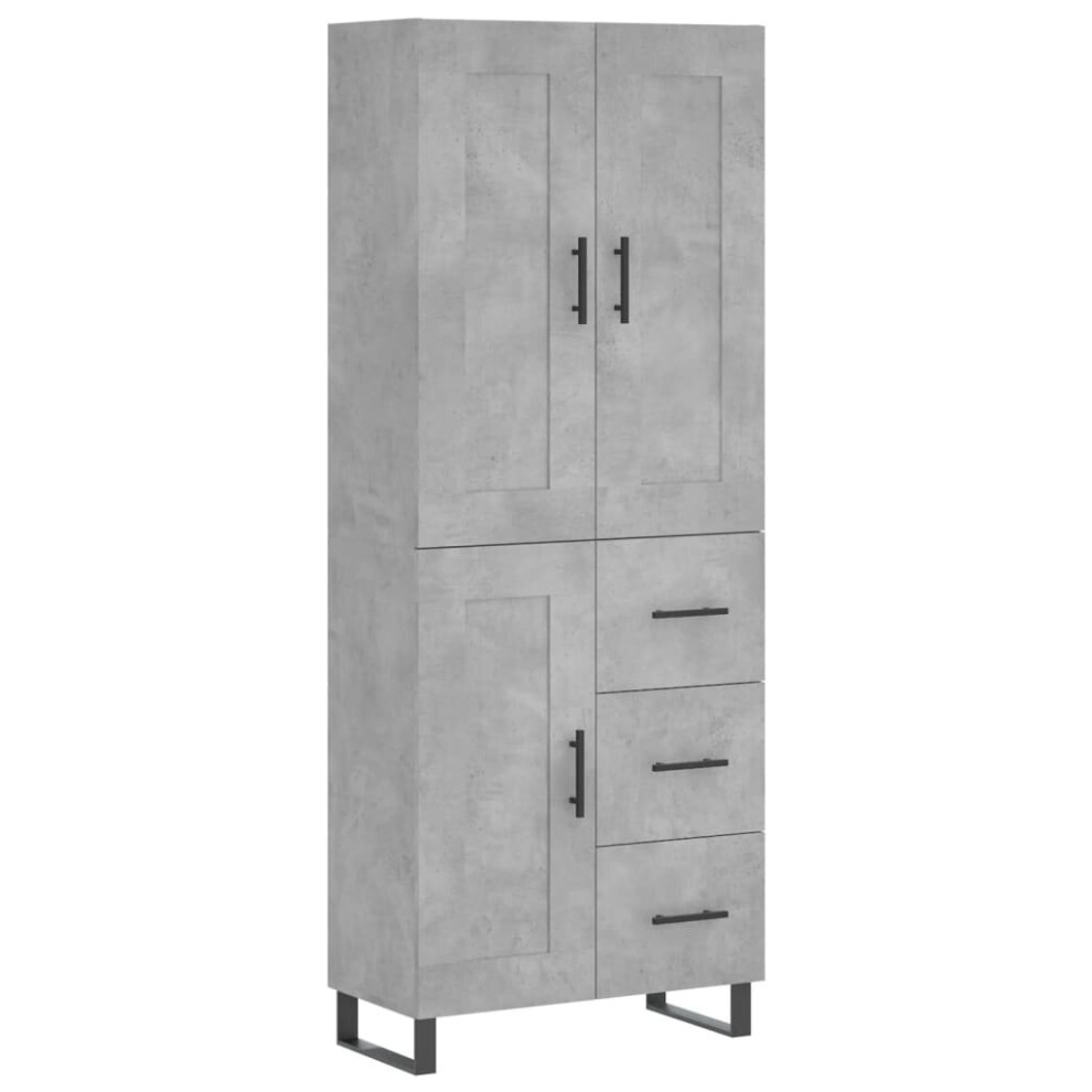 (concrete grey, 1 wood door 3 drawers) vidaXL Highboard Sideboard Tall Storage Cabinet Side Cabinet Engineered Wood