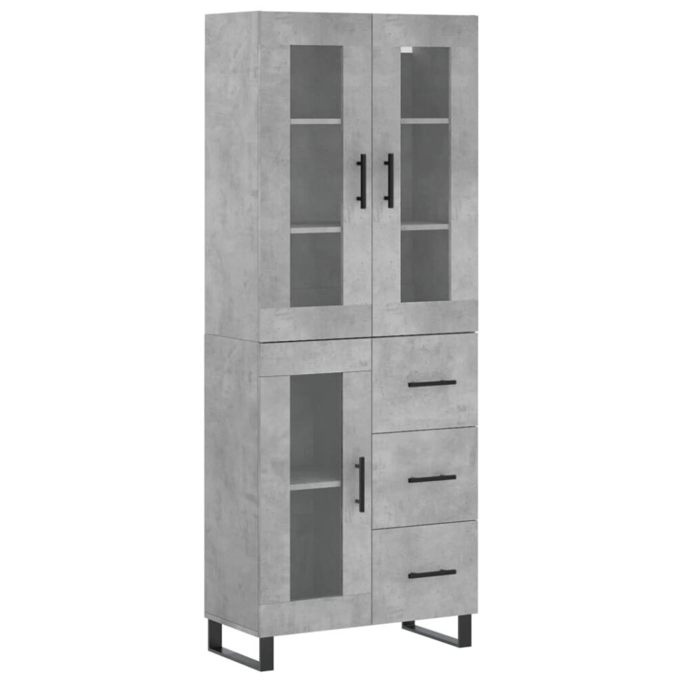 (concrete grey, 1 Glass Door 3 drawers) vidaXL Highboard Sideboard Cupboard Side Board Storage Cabinet Engineered Wood