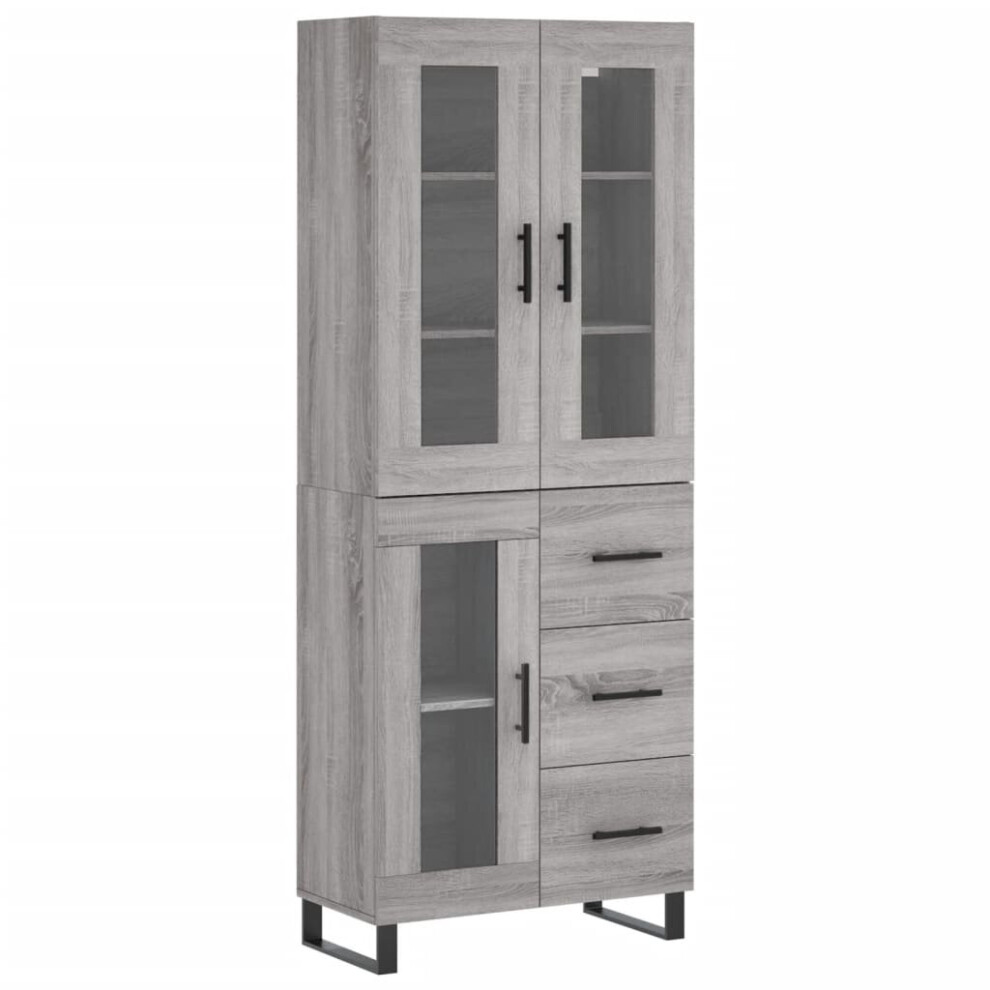 (grey sonoma, 1 glass door 3 drawers) vidaXL Highboard Sideboard Cupboard Side Board Storage Cabinet Engineered Wood