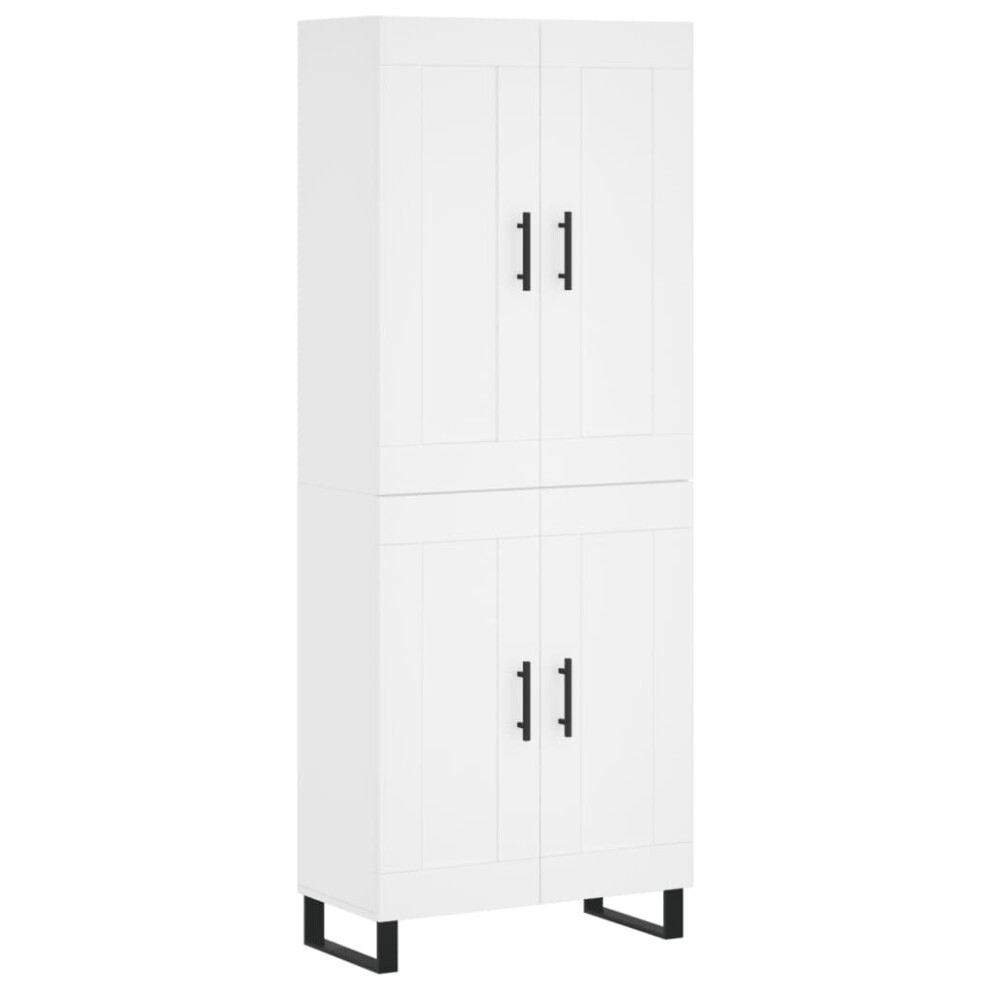Vidaxl (White, 2 Wood Doors) Highboard Sideboard Tall Storage Cabinet Side Cabinet Engineered Wood