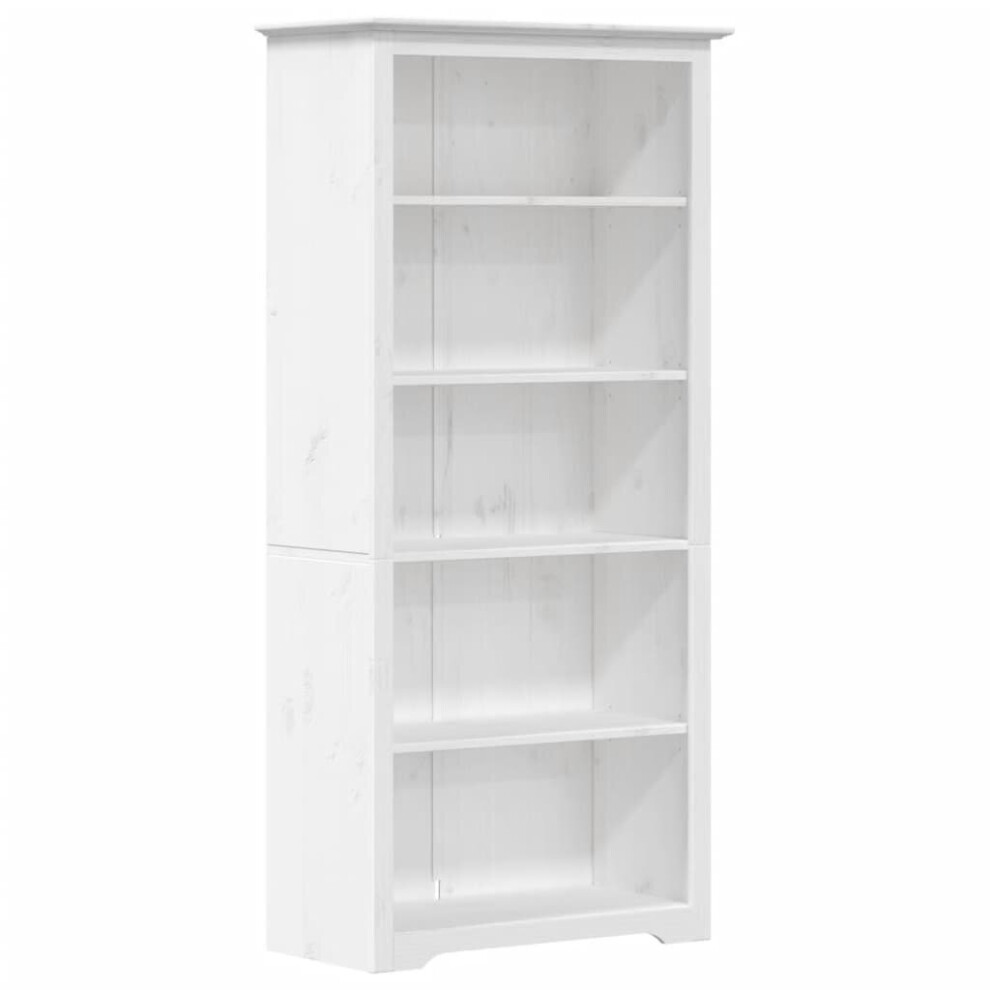 vidaXL Bookcase Bookshelf Sideboard Cabinet BODO White Solid Wood Pine 5-Tier