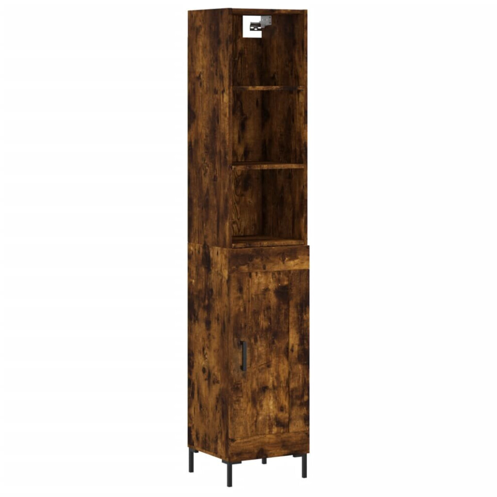 (smoked oak, 1 wood door) vidaXL Highboard Sideboard Storage Cabinet Side Cabinet White Engineered Wood