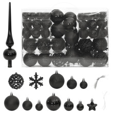 (black) vidaXL Christmas Bauble Set Christmas Decoration 111 Piece and Polystyrene