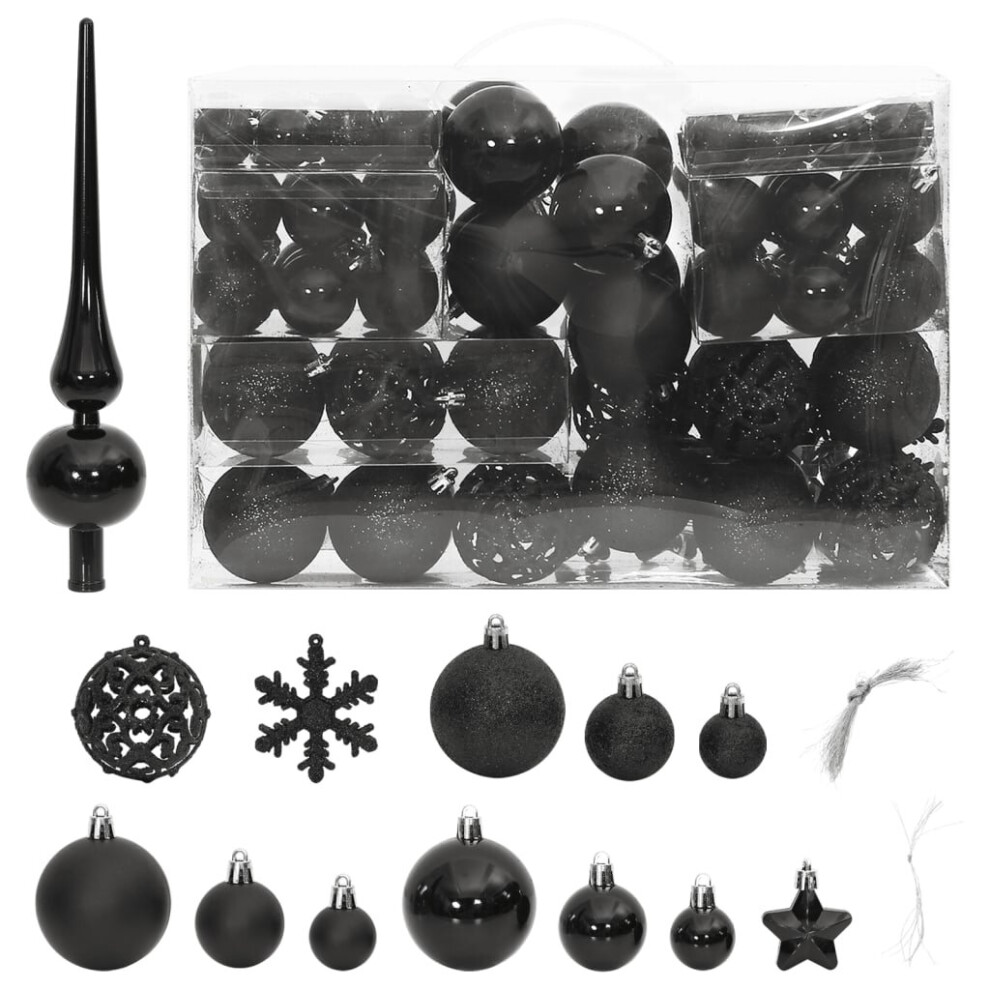 Vidaxl (Black) Christmas Bauble Set Christmas Decoration 111 Piece And Polystyrene