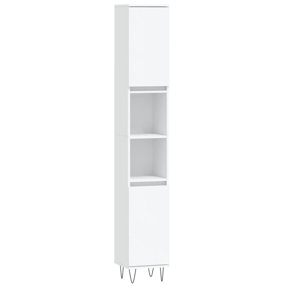 Vidaxl White Bathroom Cabinet Vanity Unit Highboard Cupboard Engineered Wood