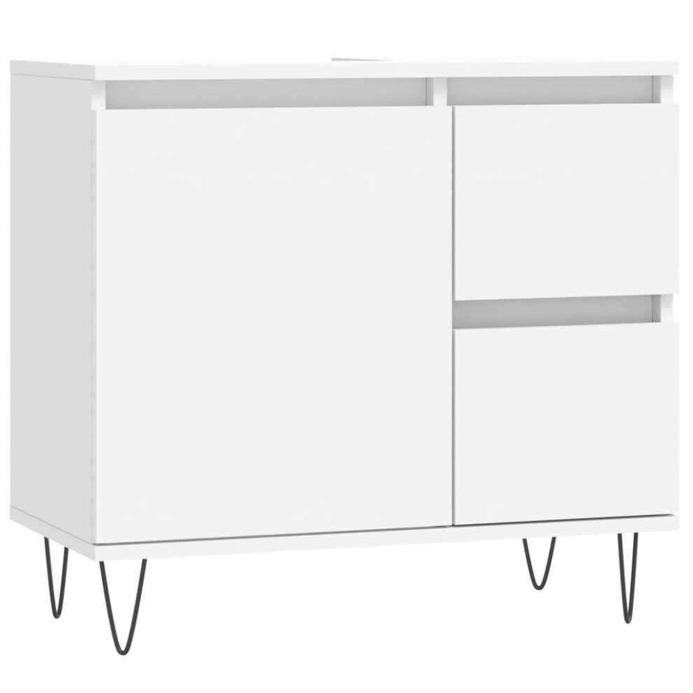 vidaXL Bathroom Cabinet Vanity Unit Highboard Cupboard White Engineered Wood