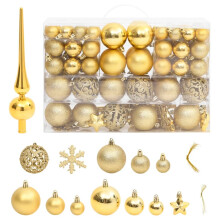 (gold) vidaXL Christmas Bauble Set Christmas Decoration 111 Piece and Polystyrene
