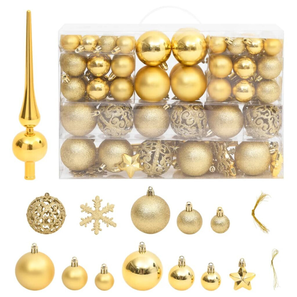 Vidaxl (Gold) Christmas Bauble Set Christmas Decoration 111 Piece And Polystyrene