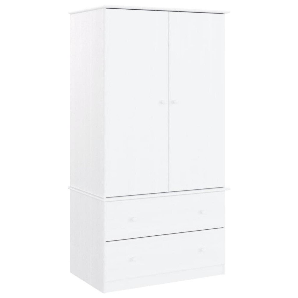 Vidaxl (White) Wardrobe Closet Clothes Storage Organiser Armoire Alta Solid Wood Pine