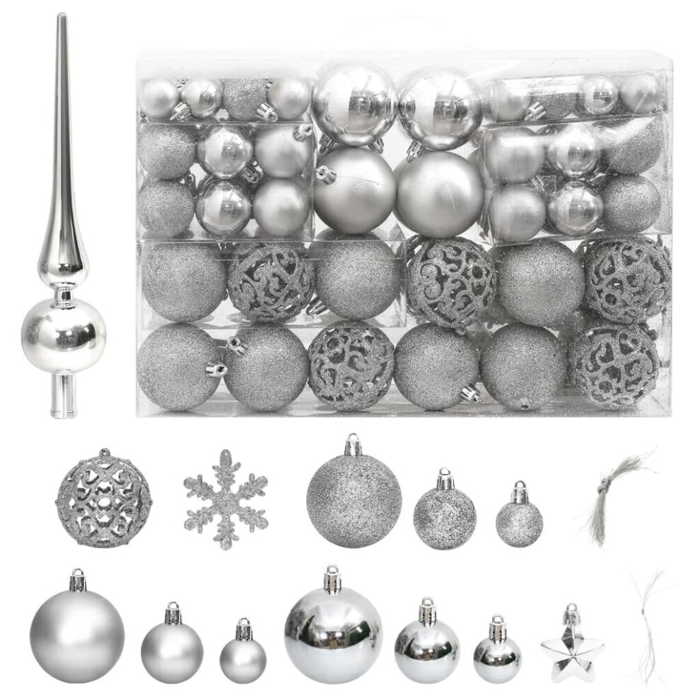 Vidaxl (Silver) Christmas Bauble Set Christmas Decoration 111 Piece And Polystyrene