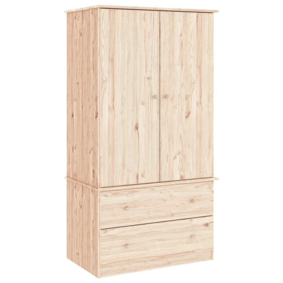 (brown) vidaXL Wardrobe Closet Clothes Storage Organiser Armoire ALTA Solid Wood Pine