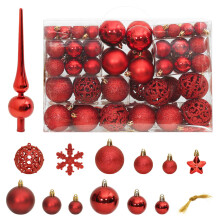 (red) vidaXL Christmas Bauble Set Christmas Decoration 111 Piece and Polystyrene