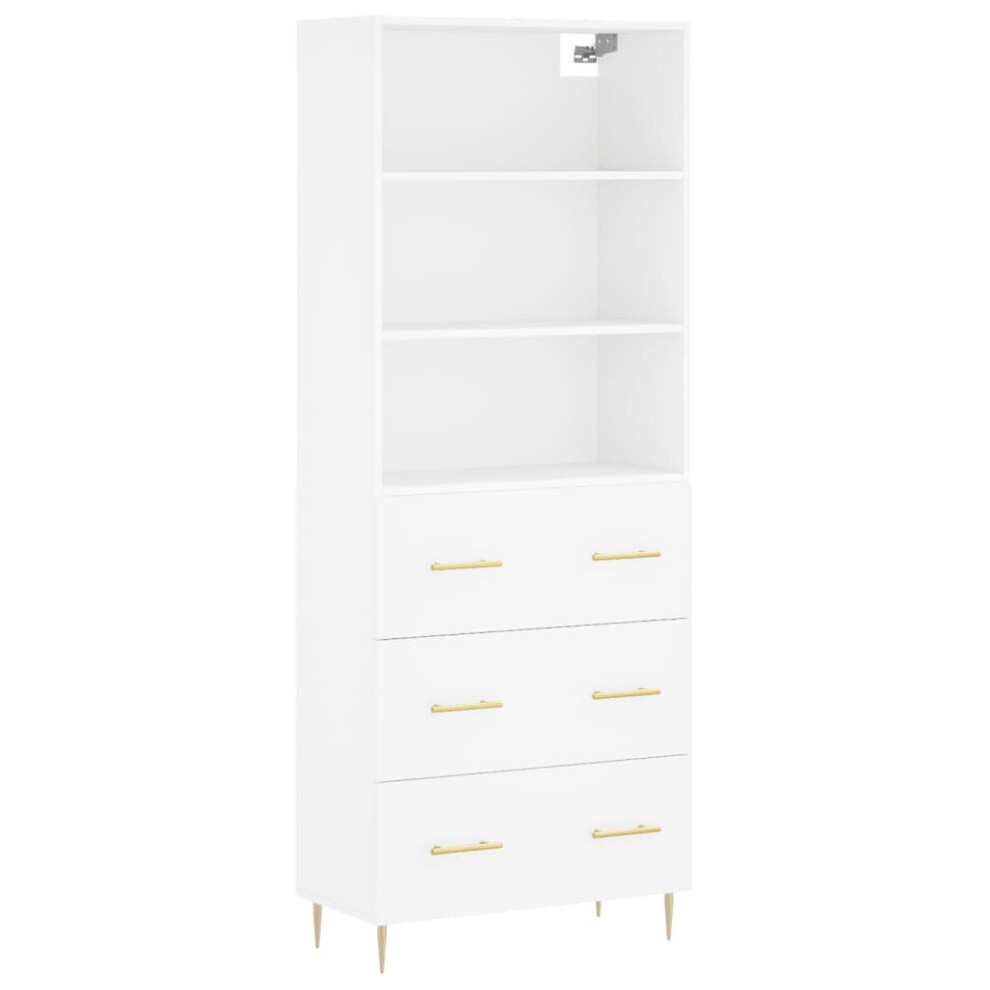 (white, 3 drawers) vidaXL Highboard Sideboard Cupboard Side Cabinet Grey Sonoma Engineered Wood