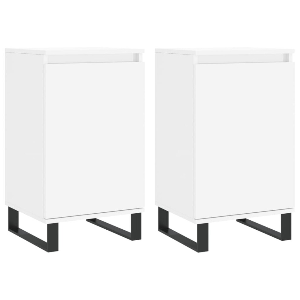 Vidaxl Sideboard Storage Side Cabinet Cupboards 2 Pcs White Engineered Wood