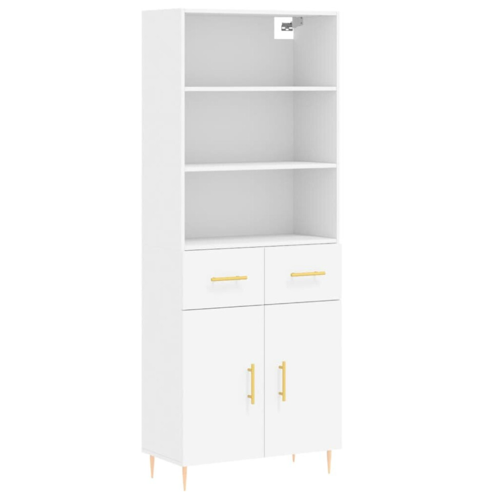 Vidaxl (White, 2 Doors 2 Drawers) Highboard Sideboard Cupboard Side Cabinet Grey Sonoma Engineered Wood White,Grey
