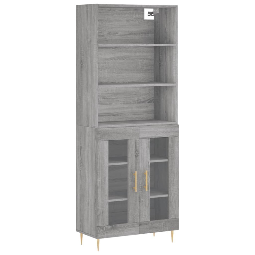 (grey sonoma, 2 Glass doors) vidaXL Highboard Sideboard Cupboard Side Cabinet Grey Sonoma Engineered Wood