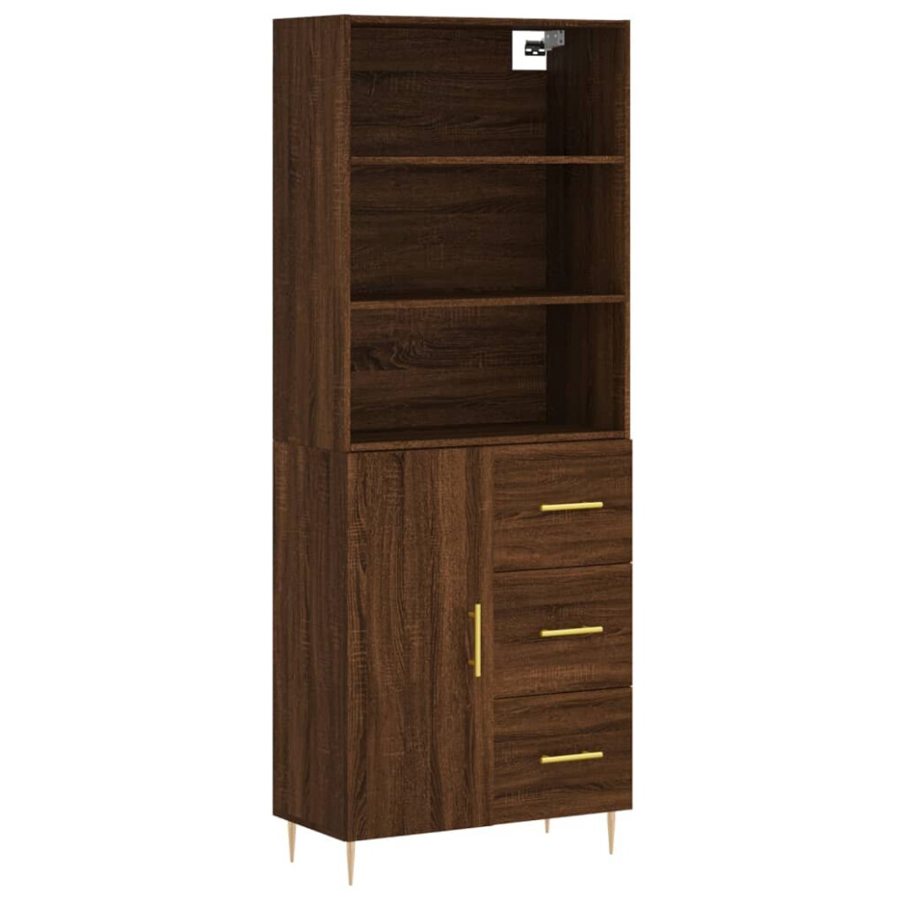 (brown oak, 1 door 3 drawers) vidaXL Highboard Sideboard Cupboard Side Cabinet Grey Sonoma Engineered Wood