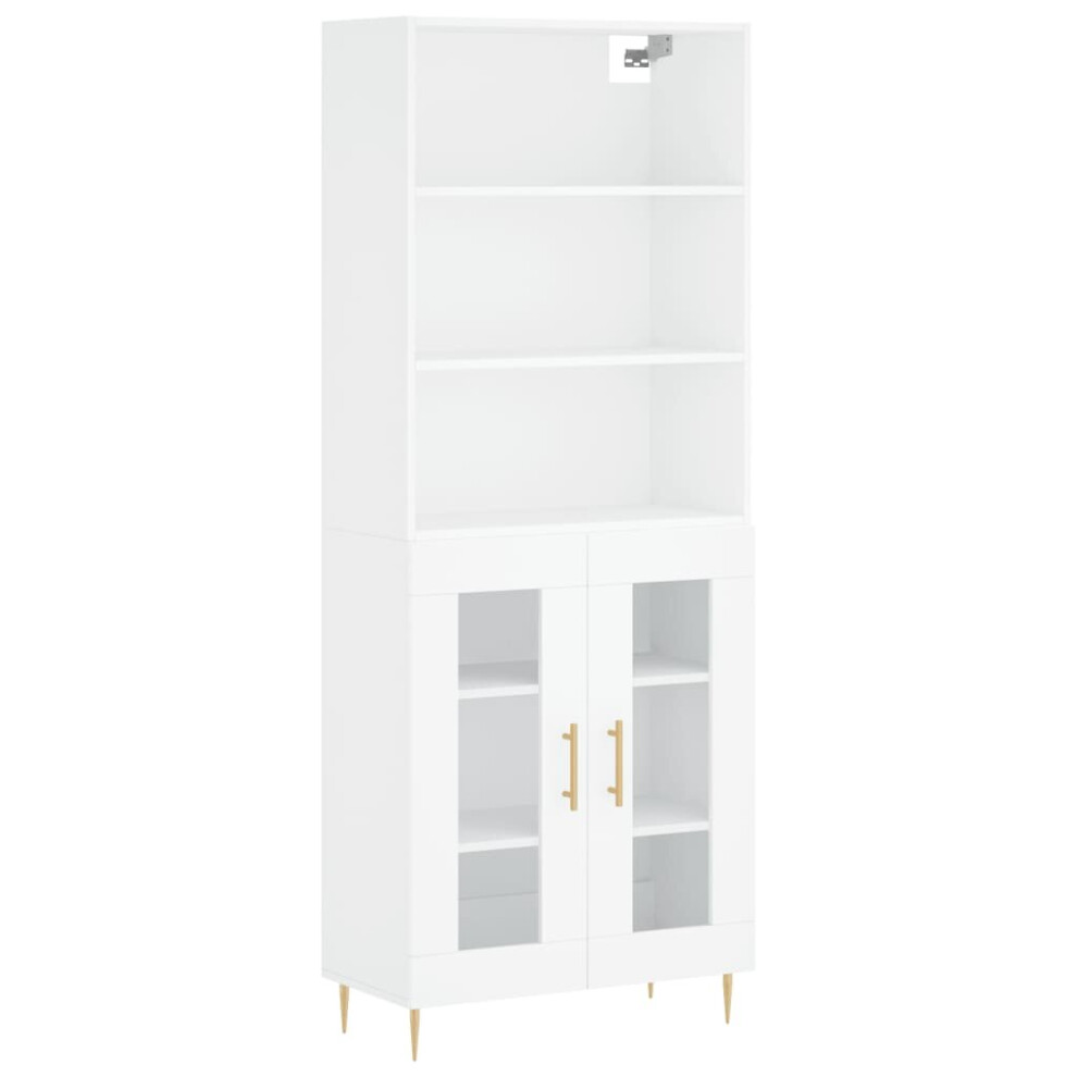 (white, 2 glass doors) vidaXL Highboard Sideboard Cupboard Side Cabinet Grey Sonoma Engineered Wood