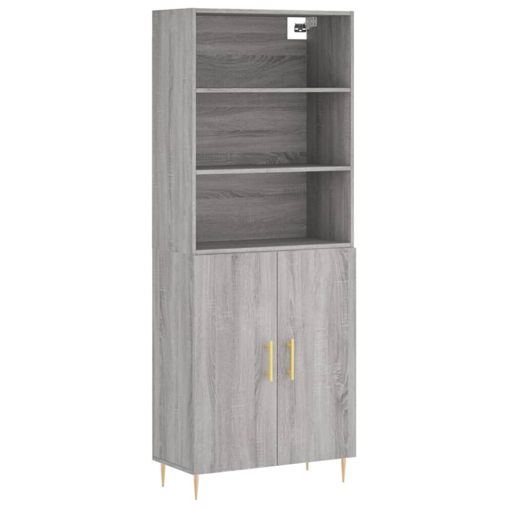 Vidaxl (Grey Sonoma, 2 Doors) Highboard Sideboard Cupboard Side Cabinet Grey Sonoma Engineered Wood