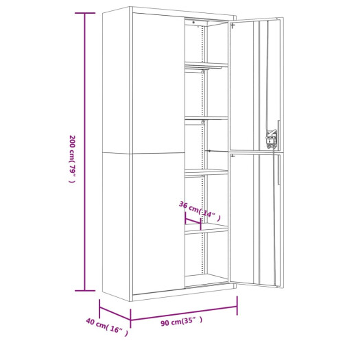 VidaXL vidaXL Aktenschrank Hellgrau 90x40x200 cm Stahl 1
