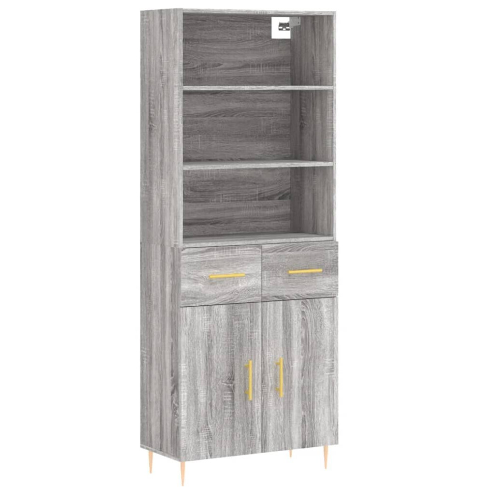 Vidaxl (Grey Sonoma, 2 Doors 2 Drawers) Highboard Sideboard Cupboard Side Cabinet Grey Sonoma Engineered Wood