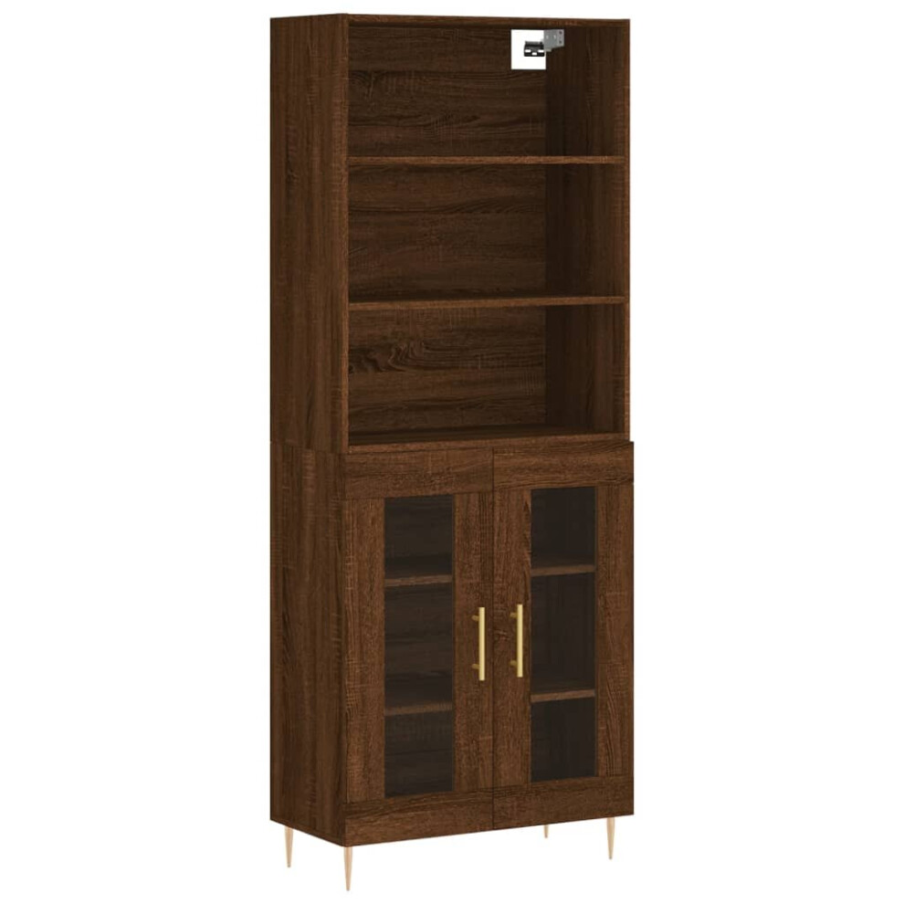 (brown oak, 2 glass doors) vidaXL Highboard Sideboard Cupboard Side Cabinet Grey Sonoma Engineered Wood