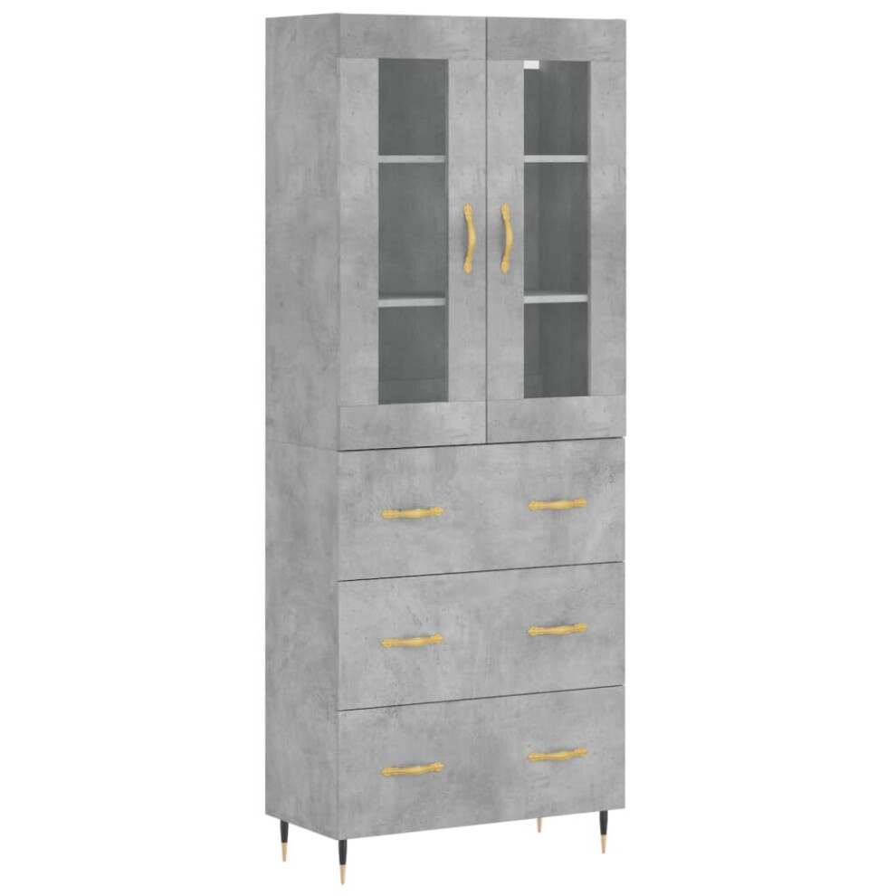 vidaXL Highboard Sideboard Cupboard Side Cabinet Concrete Grey Engineered Wood