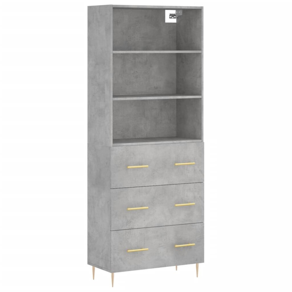Vidaxl (Concrete Grey, 3 Drawers) Highboard Sideboard Cupboard Side Cabinet Grey Sonoma Engineered Wood