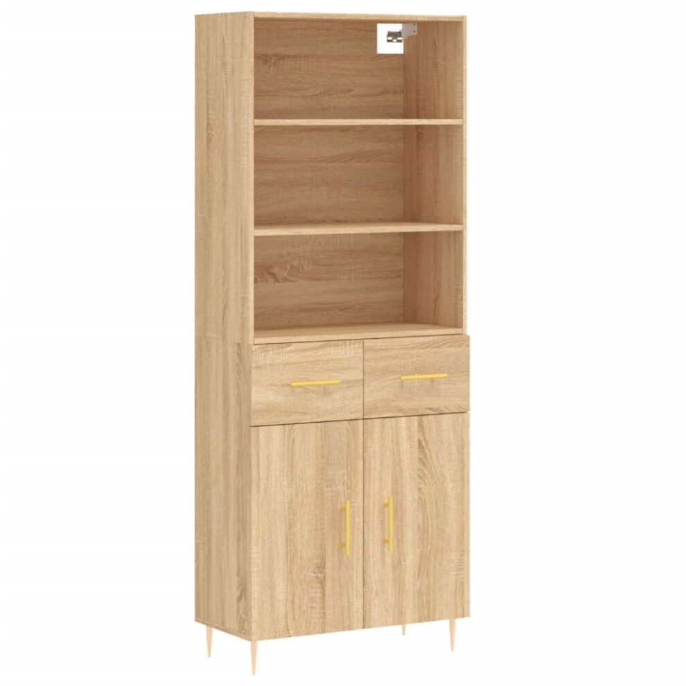 Vidaxl (Sonoma Oak, 2 Doors 2 Drawers) Highboard Sideboard Cupboard Side Cabinet Sonoma Engineered Wood Grey