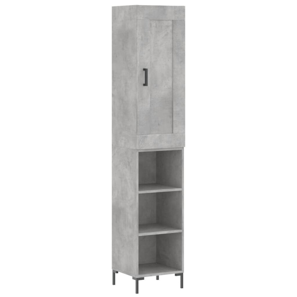 Vidaxl (Concrete Grey, 3 Shelves) Highboard Sideboard Tall Storage Cabinet Side Cabinet Engineered Wood