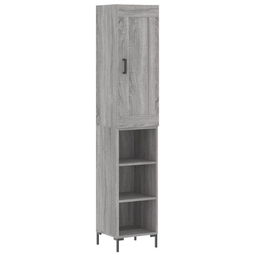 Vidaxl (Grey Sonoma, 3 Shelves) Highboard Sideboard Tall Storage Cabinet Side Cabinet Engineered Wood