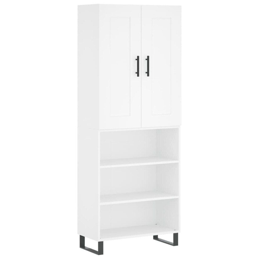 vidaXL Highboard Sideboard Cupboard Storage Cabinet White Engineered Wood