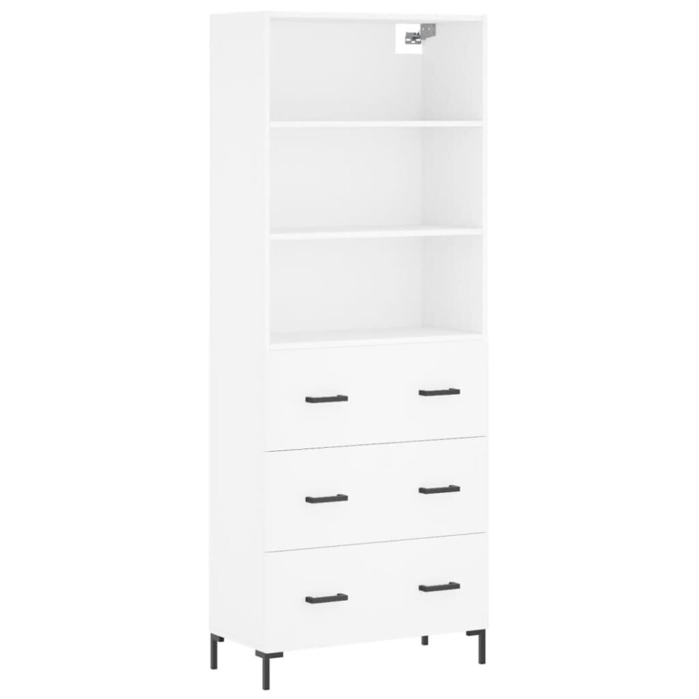 Vidaxl (, 3 Drawers) Highboard Sideboard Storage Cabinet High Gloss Engineered Wood White