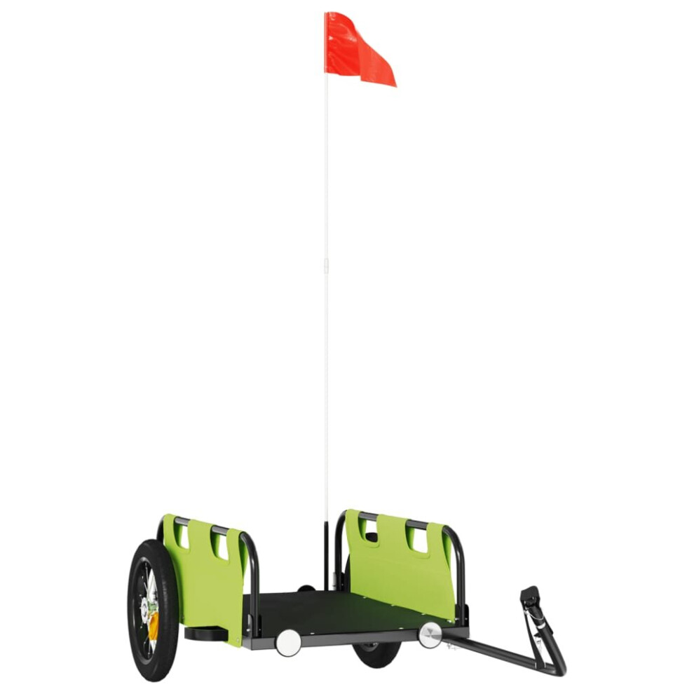 Vidaxl (, 122 X 53 X 33 Cm) Cargo Bike Trailer Bike Wagon Trolley Cart Oxford Fabric And Iron Green/Red