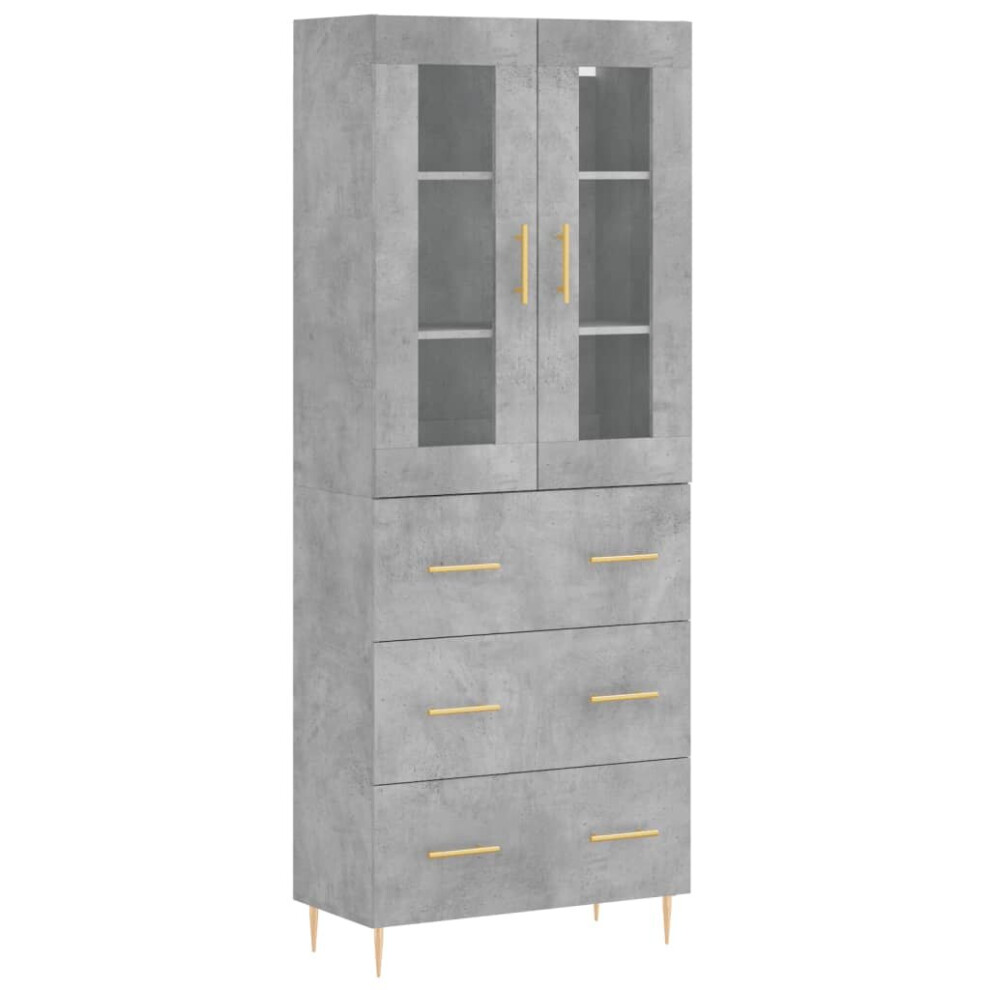 vidaXL Highboard Sideboard Cupboard Side Cabinet Concrete Grey Engineered Wood