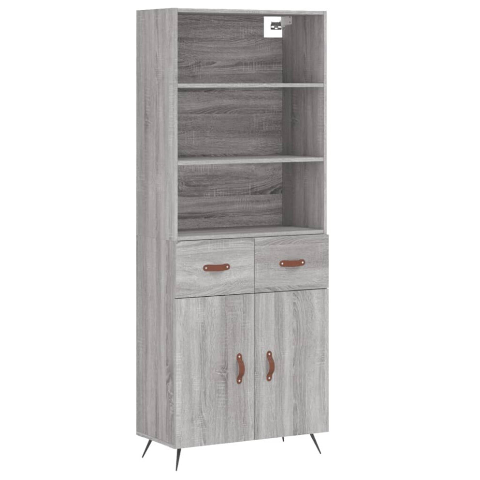 (grey sonoma, 2 doors 2 drawers) vidaXL Highboard Sideboard Storage Cabinet Cupboard Cabinet Engineered Wood