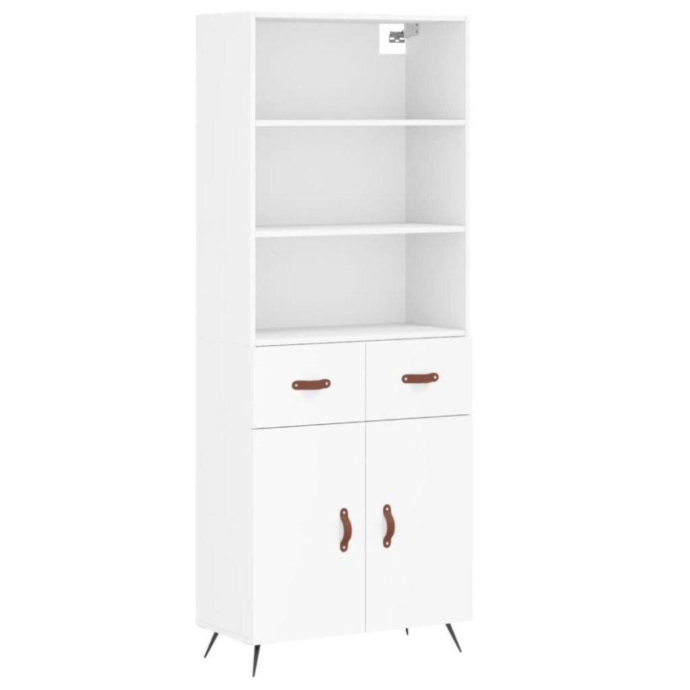 (white, 2 doors 2 drawers) vidaXL Highboard Sideboard Storage Cabinet Side Cabinet White Engineered Wood