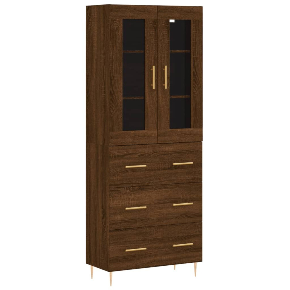 vidaXL Highboard Sideboard Cupboard Storage Cabinet Brown Oak Engineered Wood