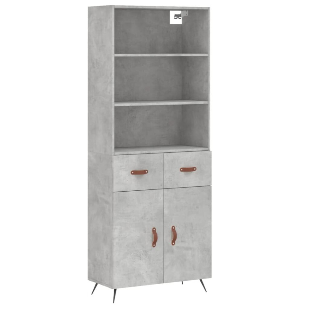 Vidaxl (Concrete Grey, 2 Doors 2 Drawers) Highboard Sideboard Storage Cabinet Cupboard Cabinet Engineered Wood White,Grey