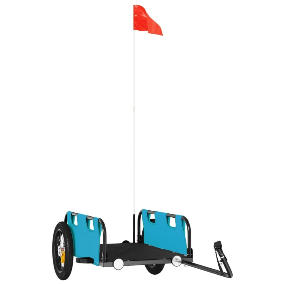 Vidaxl (, 122 X 53 X 33 Cm) Cargo Bike Trailer Bike Wagon Trolley Cart Oxford Fabric And Iron Blue/Red