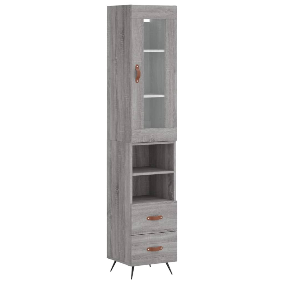 (grey sonoma, 2 drawers 2 shelves) vidaXL Highboard Sideboard Tall Storage Cabinet Side Cabinet Engineered Wood