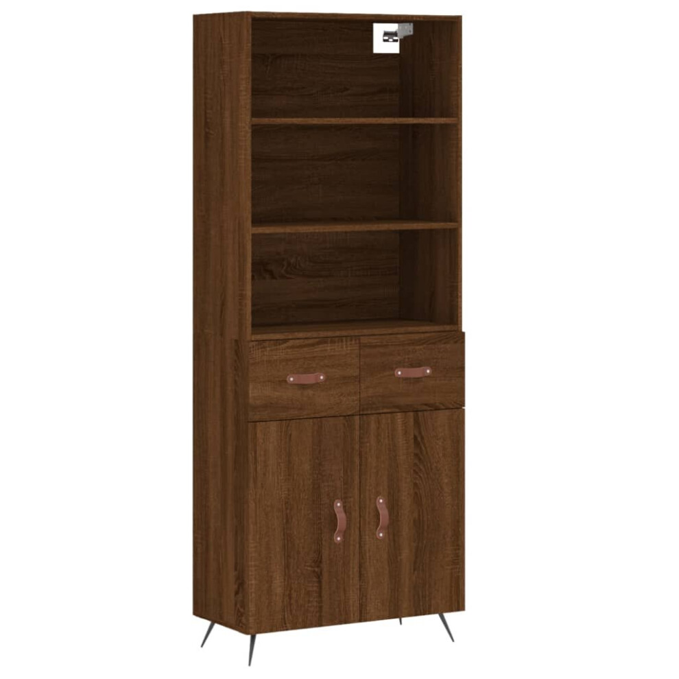 (brown oak, 2 doors 2 drawers) vidaXL Highboard Sideboard Storage Cabinet Side Cabinet White Engineered Wood