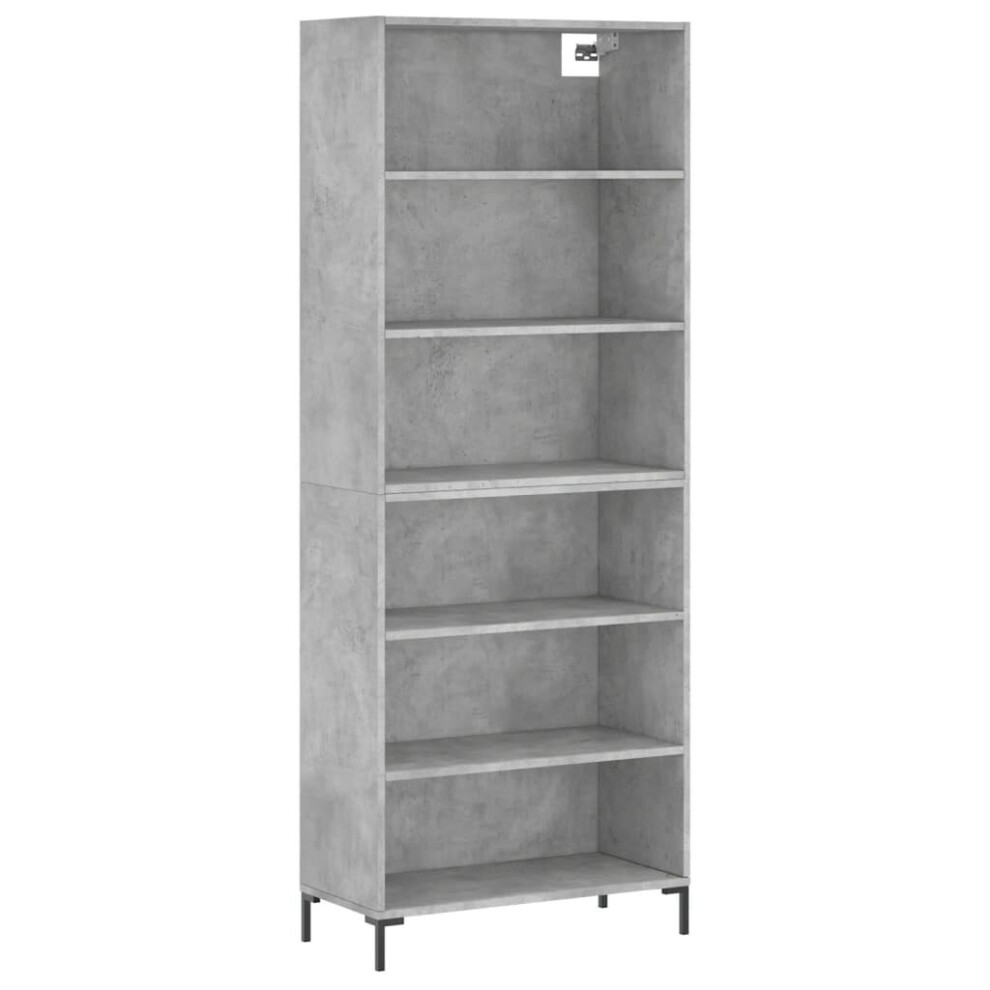 Vidaxl (Concrete Grey, 3 Shelves) Highboard Sideboard Storage Cabinet High Gloss White Engineered Wood
