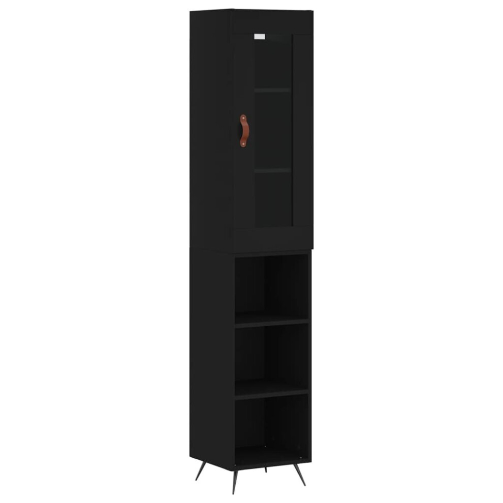 (black, 3 shelves) vidaXL Highboard Sideboard Tall Storage Cabinet Side Cabinet Engineered Wood