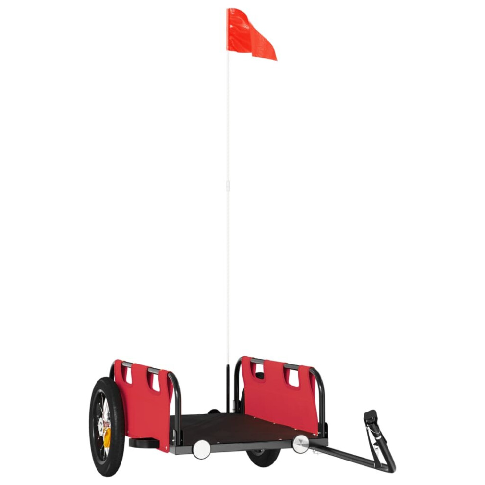 Vidaxl (, 122 X 53 X 33 Cm) Cargo Bike Trailer Bike Wagon Trolley Cart Oxford Fabric And Iron Red
