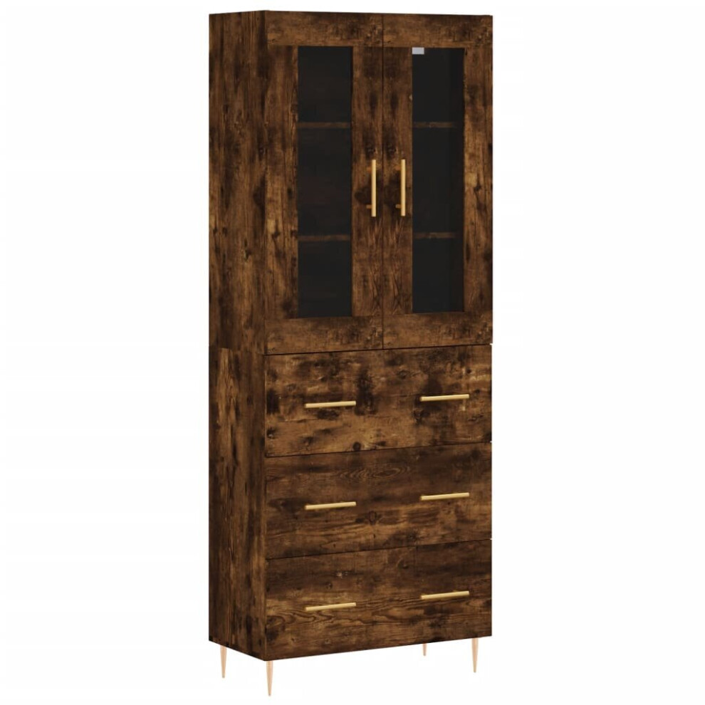 Vidaxl Highboard Sideboard Cupboard Storage Cabinet Smoked Oak Engineered Wood