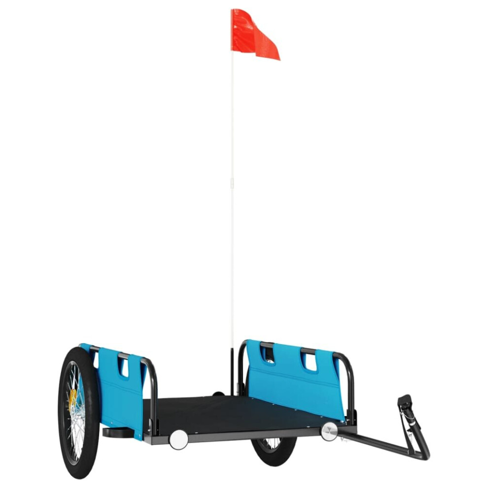 Vidaxl (Blue, 135 X 68 X 38.5 Cm) Cargo Bike Trailer Bike Wagon Trolley Cart Red Oxford Fabric And Iron
